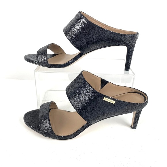 Calvin Klein Shoes - Calvin Klein Heeled Sandals Womens 8.5 Embossed Genuine Suede "Cecily" 38.5 LKNU